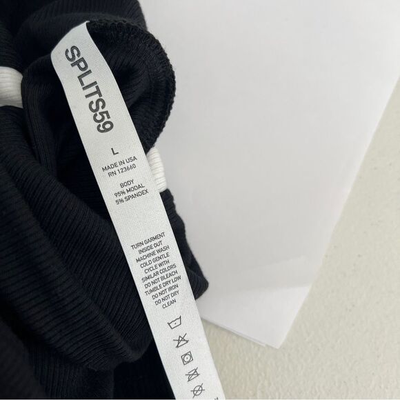 Splits59 Jackson Rib Turtleneck Dress Modal Stretch Bodycon Black Sz L NEW - Picture 8 of 10